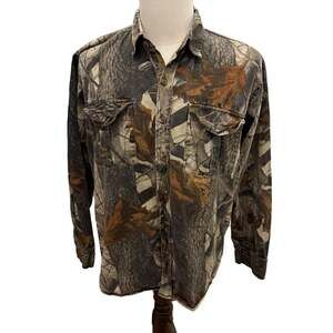 Vintage Classics Realtree Hardwoods Camouflage Button Up Shirt Mens XL